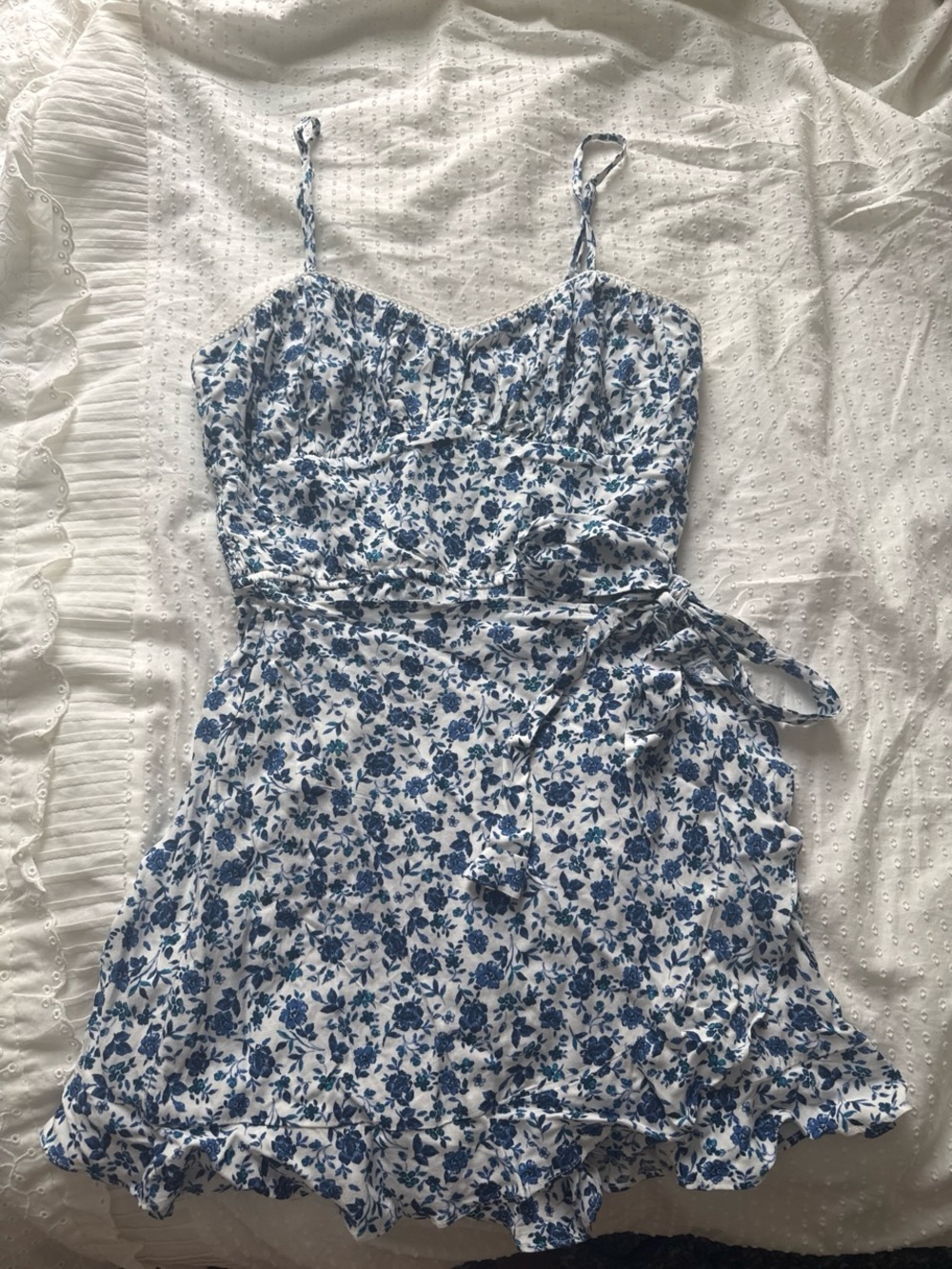 Blue Floral Altar’d State Romper Dress with Adjustable Straps